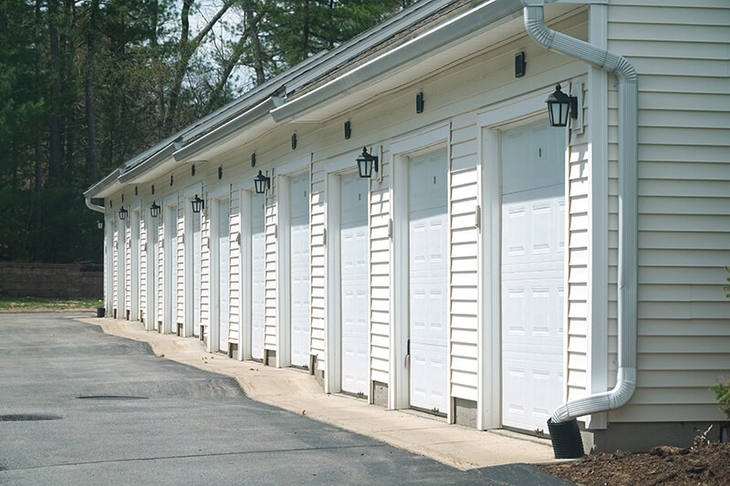 row of garage doors